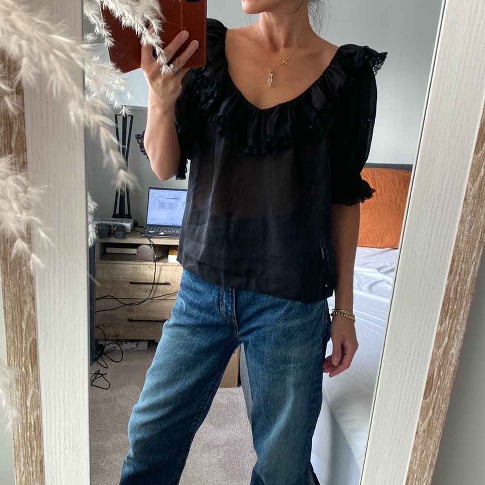 NWT Doen ramie ruffle blouse